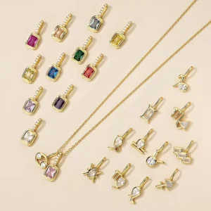 RENSINO Fashion 925 Sterling Silver DIY Fine Jewelry Zircon 12 Zodiac Sign Birthstone Charms Pendant Necklace for Women