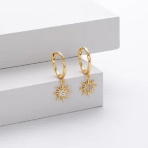 RENSINO Fashion 925 Sterling Silver Earrings 5A Zircon Crystal Pendant Hoop Earring for Women