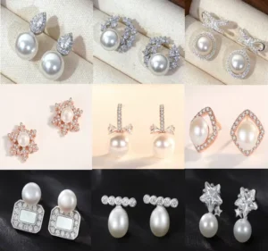 RENSINO Fashion 925 Sterling Silver Jewelry Zircon Crystal Pearl Earring Female Senior Stud Earrings