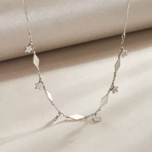 RENSINO Fashion 925 Sterling Silver Necklace Jewelry Women Stars Charm Necklace
