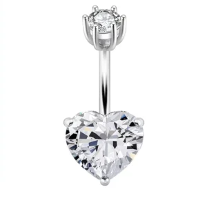 RENSINO Fashion Belly Button Rings Bar S925 Sterling Silver Piercing Sexy Body Jewelry for Women CZ Navel Piercing Belly Button Rings