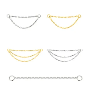 RENSINO Fashion Body Piercing Jewelry Low Sensitivity Nose Ear Chain Multi Layer Chain Titanium Lockable Body Piercing Jewelry Display