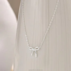 RENSINO Fashion Bow Pendant Necklaces, Fine Statement Brass Layered Butterfly Necklaces for Women Jewelry Gift