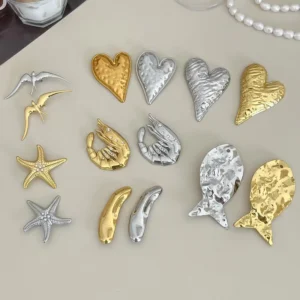 RENSINO Fashion Brooch Clothing Accessories Stainless Steel Vintage Heart Fish Starfish Decorative Accessories Brooch Pins