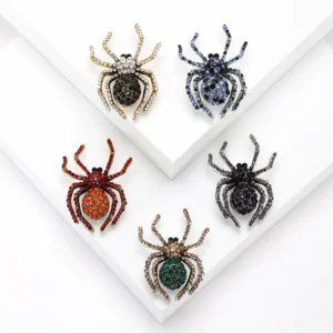 RENSINO Fashion Brooch Vintage Diamond Spider Brooch For Clothes Halloween Accessory