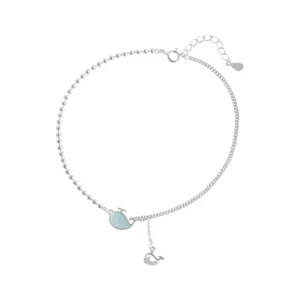 RENSINO Fashion Chain for Women Anklet Silver Foot Jewelry Whale Anklet on Foot