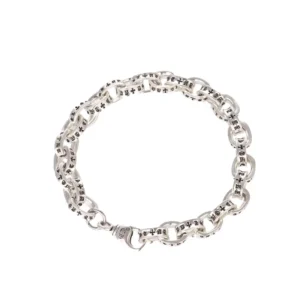 RENSINO Fashion Charm Engraving Silver Cross Bracelet Jewelry Letter Chain Punk Bracelet Chrome CH Cross Bracelet for Women Men
