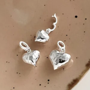 RENSINO Fashion Charms 925 Sterling Silver Irregular Love Heart Shape Pendants for Necklace Jewelry Making