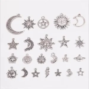 RENSINO Fashion Charms Star Moon Sun Cloud Planet Mars Antique Silver Color Mixed Pendants DIY Making Findings Tibetan Handmade Jewelry