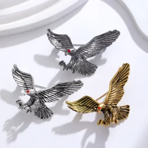 RENSINO Fashion Chest Flower Brooch Personalized Animal Inlaid Diamond Eagle Brooch Men’s Suit Chest Flower Women’s Alloy Brooch