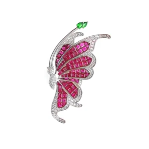 RENSINO Fashion Colorful Sapphire Invisible Setting Butterfly Brooches in Sterling Silver for Party and Gift