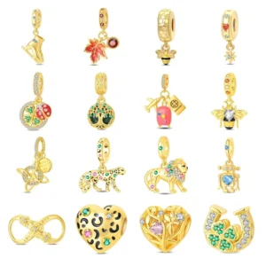 RENSINO Fashion Copper K Gold Plated Jewelry Pendants Charms Multi Style Bracelet or Necklace Beads for Jewelry Making