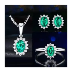 RENSINO Fashion Crystal Pendant Wedding 925 Sterling Silver Luxury Cubic Zirconia Women Jewelry Set for Girls