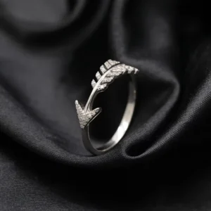 RENSINO Fashion Cupid Arrow Pave CZ Statement Ring 925 Sterling Silver Minimalist Everyday Jewelry