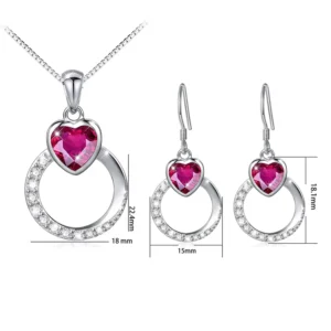 RENSINO Fashion Design 925 Sterling Silver Charm Heart Jewelry Sets Necklace and Earrings Set for Women
