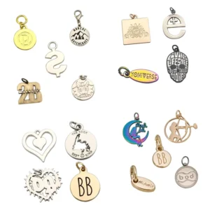 RENSINO Fashion Design Metal Charm Label Custom Metal Jewelry Tags for Bracelet Necklace