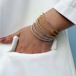 RENSINO Fashion Designer Full Zircon Diamond Tennis Bracelets 18k Gold Silver Plated Tarnish Free Open Jewelry Bangles Set for Women