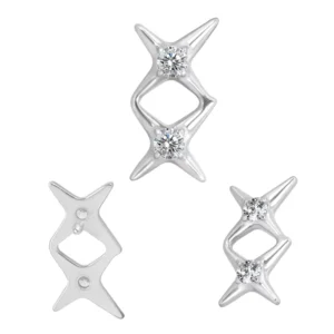 RENSINO Fashion Ear Stud ASTM F136 Titanium CZ Star Internally Threaded Top Piercing Jewelry Earrings Labret Body Jewelry