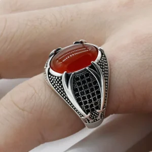 RENSINO Fashion Ethnic Retro Gemstone Ring Models Men Rings Gemstone Big Huge Large Ring Silver Jewelry for Women