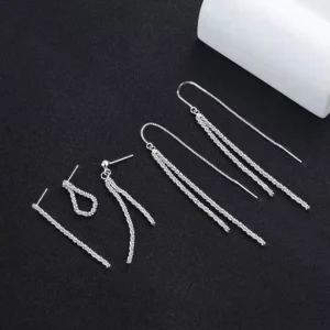 RENSINO Fashion Fine Earring Real Silver 925 Jewelry Sterling Silver Plain Handmade DIY Chain Custom Jewelry Dangle Drop Earrings Women