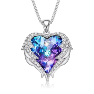 RENSINO Fashion Heart Crystal Pendant Jewelry Necklace Women’s Sea Heart Zircon Pendant Necklace