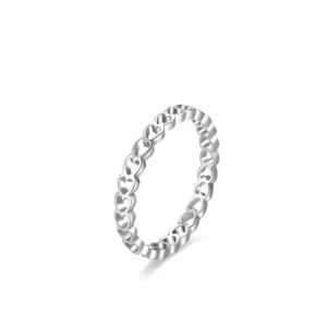 RENSINO Fashion Heart Shaped Ring Simple Ins Style Hollow Design 925 Sterling Silver Jewelry Ring for Women Gift