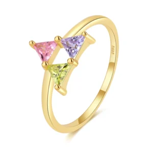 RENSINO Fashion High Quality Jewelry Custom 925 Sterling Silver Engagement Wedding Diamond Color Gemstone Ring for Women