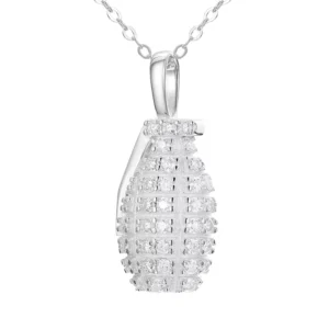 RENSINO Fashion Hip Hop Iced Out 925 Sterling Silver Moissanite Grenade Pendant Necklace for Men and Women