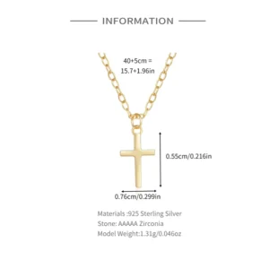 RENSINO Fashion Ins Simple S925 Sterling Silver Geometric Necklace Gifts for Women Cross O Shape Chain Pendant Necklace