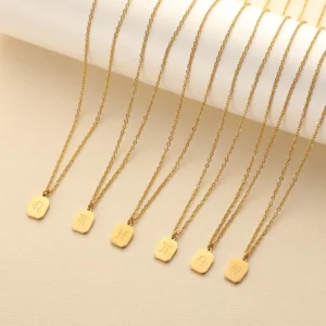 RENSINO Fashion Jewelry 12 Zodiac Signs Necklace Custom Stainless Steel Pendant Personality Creative Necklace Chain Accessories