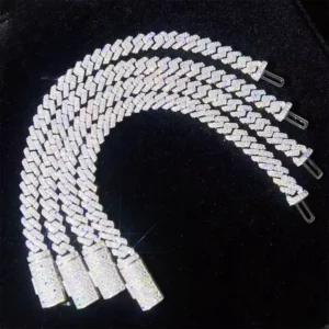 RENSINO Fashion Jewelry 8mm Custom Size Bracelet 925 Sterling Silver Two Row Diamond Vvs Moissanite Cuban Link Bracelet Bracelet