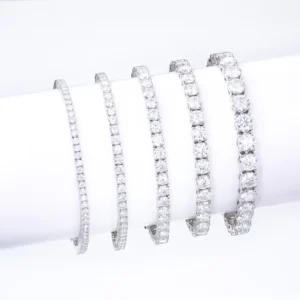 RENSINO Fashion Jewelry 925 Sterling Silver Gold Plated Chain & Link Vvs Moissanite Certified Bracelet for Gift & Party for Men & Women