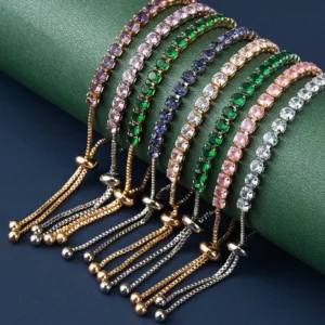 RENSINO Fashion Jewelry Accessories for Women Zircon Bracelet Iced Out Chain Hip Hop Adjustable Tennis Bracelet