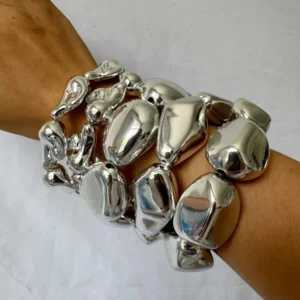 RENSINO Fashion Jewelry Big Women Chunky Acrylic Bracelet Women Triangular Chubby Silver Geometric CCB Women Bracelet Bangle