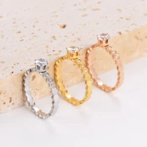 RENSINO Fashion Jewelry Custom 925 Silver Ring Zircon Rings for Women High Quality