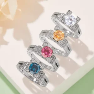 RENSINO Fashion Jewelry Custom Rings for Women Silver 925 High Quality D VVS 1.0CT Moissanite Ring