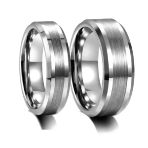 RENSINO Fashion Jewelry Customized Classic 6mm 8mm Silver Plated Tungsten Carbide Rings For Men Engagement Wedding