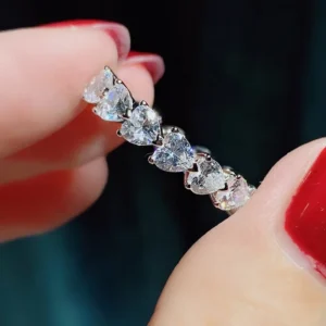 RENSINO Fashion Jewelry Dainty 925 Sterling Silver Heart Rings