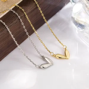 RENSINO Fashion Jewelry Designer Double Heart Choker 316 Surgical Stainless Steel Chain Necklaces For Women Steel Gold Plated Supplier
