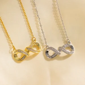 RENSINO Fashion Jewelry Elegant Zircon Pendant Necklace Stainless Steel Women Jewelry Gold Steel color Brand Designer Items Supplier