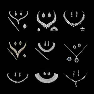 RENSINO Fashion Jewelry Fashion Jewelry Zircon 925 Silver Necklace Wedding Luxury Jewelry Sets for Women