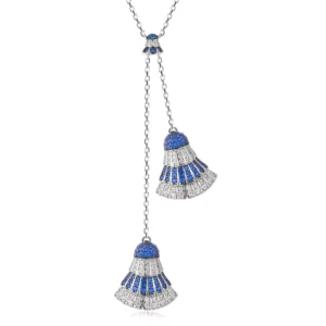 RENSINO Fashion Jewelry Feather Fan Necklace 925 Sterling Silver Pendant Necklaces for Women