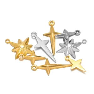 RENSINO Fashion Jewelry Fine Stainless Steel 18k Gold Silver plated Cross Star Pendant for Women Make Necklace Accessories