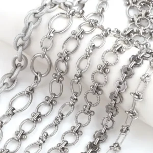 RENSINO Fashion Jewelry Fine Stainless Steel Plated Silver Pop Punk Multi Style Meter Chain Waterproof Making Kit Chain Roll