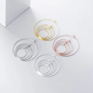 RENSINO Fashion Jewelry Gold Custom 25mm Pure Kit Hoop DIY Jewelry 925 Sterling Silver Ear Wire Hooks Earring Findings
