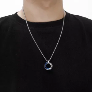 RENSINO Fashion Jewelry Gold Silver Plated Cross Chain Type Unisex Three Ring Hip Hop Pendant Necklace