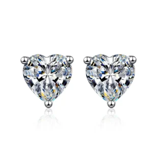 RENSINO Fashion Jewelry Heart Wedding Earrings Fine Gifts 925 Sterling Silver Luxury Moissanite Earrings Women