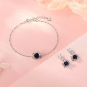 RENSINO Fashion Jewelry Hello Kitty Love 925 Sliver Earrings Bracelet Wedding Party
