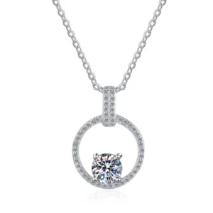 RENSINO Fashion Jewelry Luxury Designer Classic VVs1 1CT Diamond Moissanite 925 Sterling Silver Women’s Pendant Necklace Jewelry
