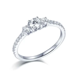 RENSINO Fashion Jewelry Rings Zircon S925 Sterling Silver Zircon Engagement & Wedding Lab Grown Diamond Ring